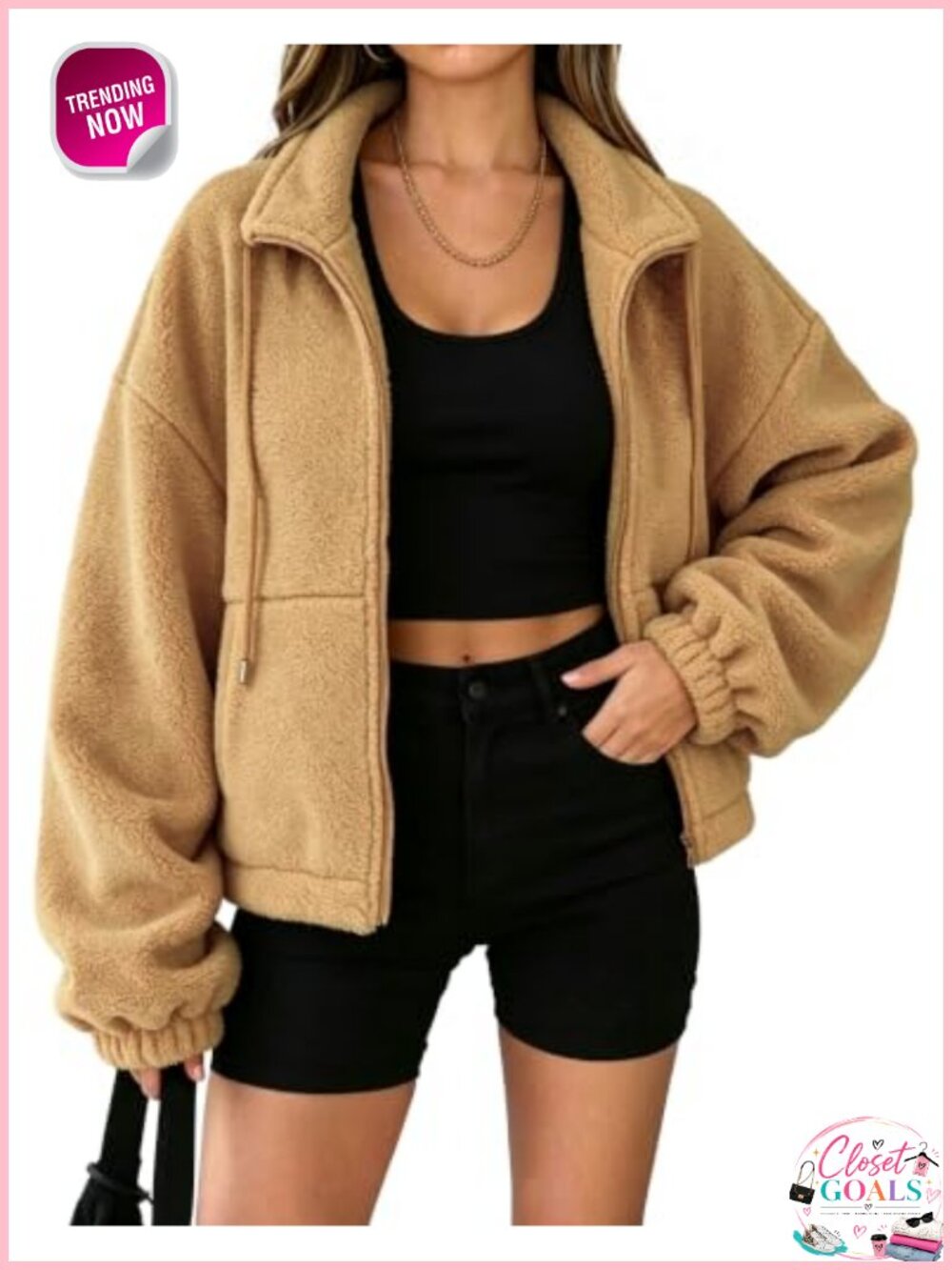 Fleece Jacket Women Full Zip Fuzzy Teddy Sherpa Coat Pockets